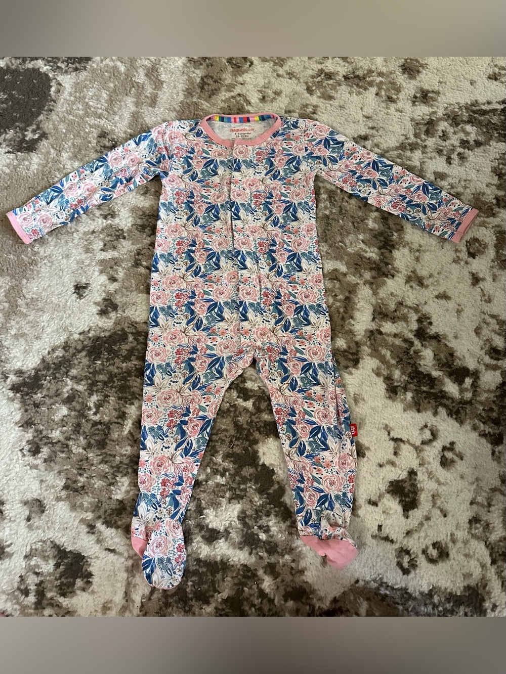 Magnetic Me Floral Footed One-Piece in Pink and Blue